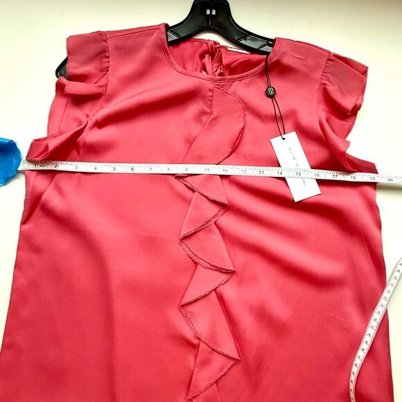NWT Elie Tahari “Anya” ruffle cap sleeves silk blend top in pink Size S - Picture 13 of 13